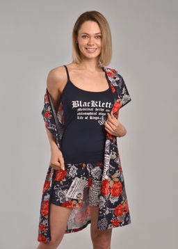 Комплект с халатом БИАТРИС халат + шорты + топ (темно синий)