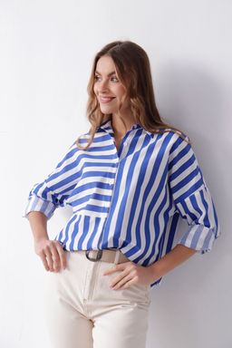 11351 Рубашка в полоску бело-голубая - Martichelli фото 7