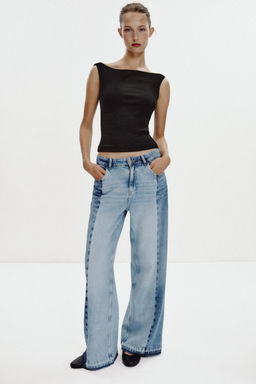 COLD SHOULDER RIBBED T-SHIRT