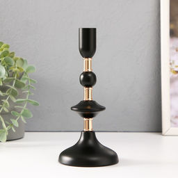 Металлический подсвечник на 1 свечу «Ирада», d=2 см, с золотом 9×9×19.5 см