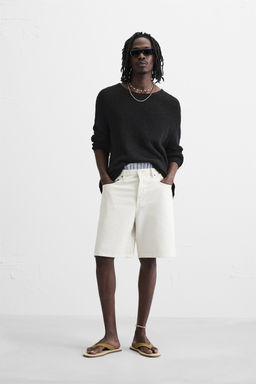 STRAIGHT-LEG DENIM BERMUDA SHORTS