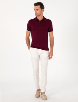 Bordo Slim Fit %100 Pamuk Polo Yaka T-shirt - Cacharel фото 4