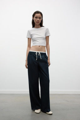 WIDE-LEG TROUSERS WITH DOUBLE WAISTBAND - Zara фото 24