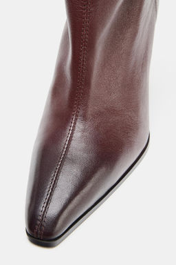 LEATHER -STYLE HEEL ANKLE BOOTS - Zara фото 7