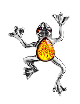 Необычный кулон с коньячным янтарём Царевна-лягушка