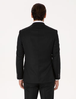 Siyah Slim Fit Y_n Kar___ml_ Mikro Desenli Klasik Ceket - Cacharel фото 5