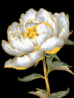 ФРЕЯ PNB/PMB-307 Набор для раскрашивания по номерам ( эффект черного холста ) ( с краской-металлик ) 40 х 30 см Золотой пион