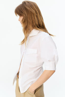 Camisa de popelina con manga fruncida - H&m фото 3