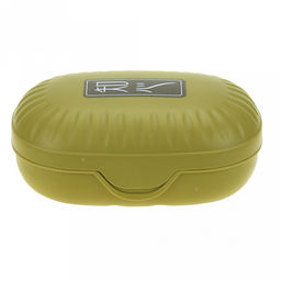 Мыльница настольная пластмассовая "Рельефная" овальная, 13,5х9х5,5см, с крышкой, матовый пластик, цвета микс, в п/эт пакете (Китай)