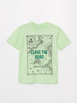 Bisiklet Yaka Bask?l? K?sa Kollu Erkek ?ocuk Ti??rt