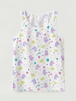 Bisiklet Yaka Bask?l? Pamuklu K?z ?ocuk Atlet 2li - Waikiki фото 2