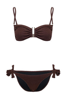 TRENDYOLMILLA Ekru Straplez Aksesuarl? Dokulu Regular Bikini Tak?m? TBESS24BT00019 фото 34