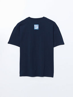 Bisiklet Yaka K?sa Kollu Bask?l? Penye Erkek Ti??rt