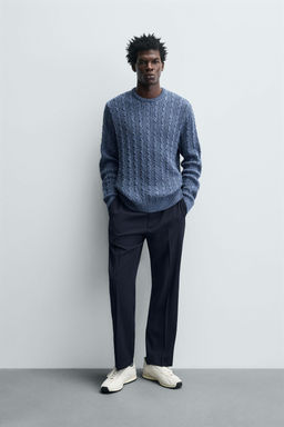 TEXTURED CABLE-KNIT SWEATER