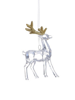 Ёлочная игрушка «Зимнее волшебство. Олень грация», 8×14 см, прозрачно-золотой
