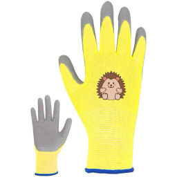 Цена за 2 шт. Перчатки нейлоновые детские "Little gardener-Ёжик" с полиуретановым покрытием полуоблитые, желтые XS р-р ДоброСад