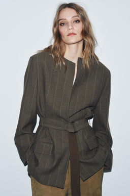 STRIPED BELTED BLAZER ZW COLLECTION - Zara фото 2