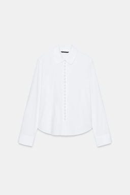 POPLIN SHIRT WITH FAUX PEARLS - Zara фото 7
