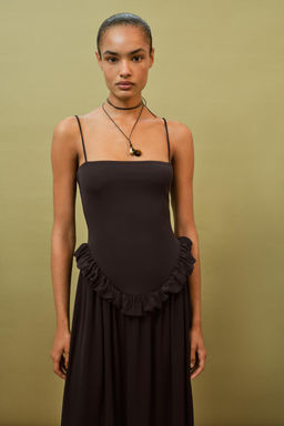 VESTIDO PEPLUM VOLUMEN / Marr?n oscuro - Zara фото 7