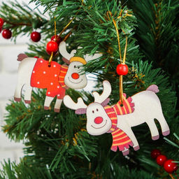 Цена за 2; шт. Елочная игрушка Счастливый олень, МИКС