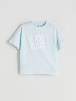 Bisiklet Yaka Slogan Bask?l? K?z ?ocuk Ti??rt