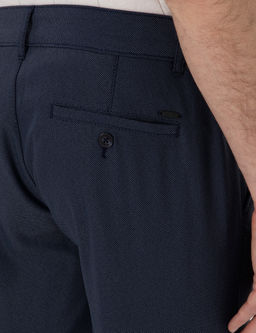 Lacivert Slim Fit Beli Lastikli Kanvas Pantolon