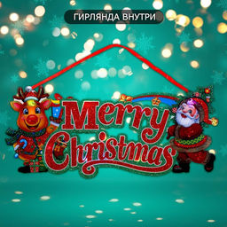 Новогоднее светящиеся украшение настенное Merry Christmas, подвеска, 17.5?40 см