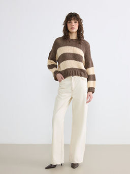 ?izgili Crop Y?n Kar???ml? Kad?n Triko Kazak