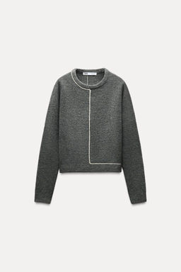 CONTRAST TRIM KNIT SWEATER - Zara фото 12