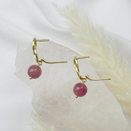 Серьги из мадагаскарского Розового кварца с астеризмом