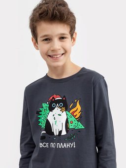 Комплект для мальчиков (джемпер, брюки) в серо-красных оттенках - Mark formelle фото 4