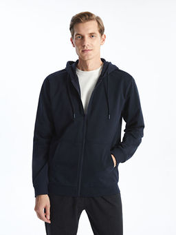Kap??onlu Uzun Kollu Erkek Fermuarl? Sweatshirt