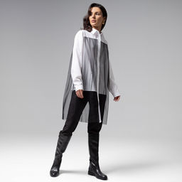 Рубашка комбинированная с сеткой, Срочно на обложку (white) - Charutti фото 19