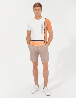 Kahverengi Regular Fit Keten Kar___ml_ Bermuda _ort - Pierre cardin фото 3