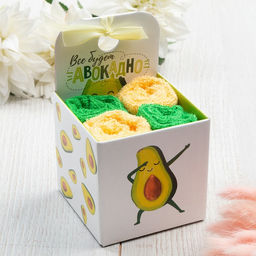 Набор махровых полотенец Всё будет авокадно 30х30 см - 4 шт, 100% хлопок 340 гр/м2