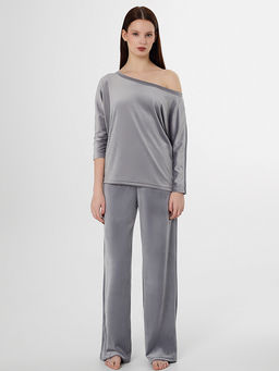 Комплект домашний женский велюровый серый