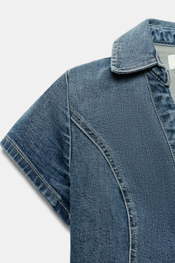 CAMISA ENTALLADA DENIM TRF / Azul
