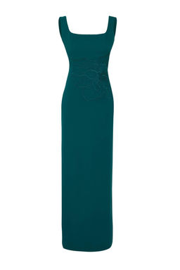 Trendyolmilla Bordo Cicek Aplike Detayl? Dokuma Maxi Abiye & Mezuniyet Elbise TPRSS25AE00177 фото 5