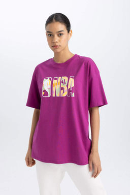 DeFactoFit Футболка Oversize с круглым вырезом и короткими рукавами NBA Wordmark  фото 5
