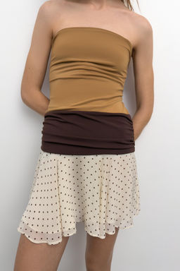 VESTIDO COMBINADO LUNARES / Caramelo - Zara фото 3