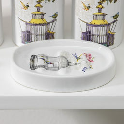 Аксессуары для ванной «Клетка», 4 предмета, дозатор 300 мл, мыльница, 2 стакана, белые