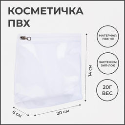 Цена за 3 шт. Косметичка для бассейна с застёжкая зип-лок, без рисунка, прозрачная