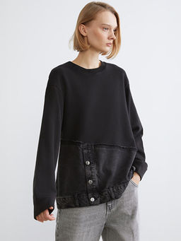 Bisiklet Yaka Oversize Kad?n Sweatshirt
