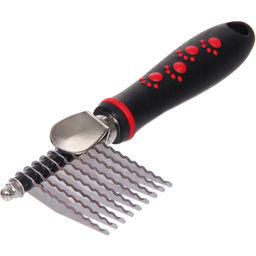 Расческа для удаления колтунов "ПРОФФ - МОЙ БРО", прорезиненная ручка, цвет красный/черный, 6*20см