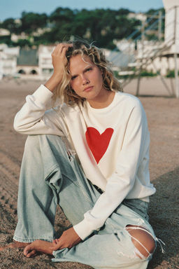 SUDADERA CORAZ?N / Crudo / Beige - Zara фото 4