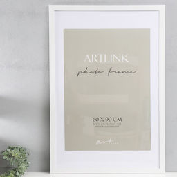 Фоторамка для фото 60×90 см Ellis, МДФ, с паспарту, белый, (пластиковый экран)