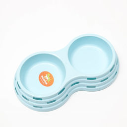 Миска пластиковая двойная 25×14×5 см, голубая