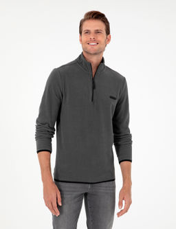 Antrasit Regular Fit Yar_m Fermuarl_ Polar Sweatshirt
