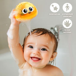 Игрушка для купания в ванной Крошка Я «Супер фонтанчик», световые эффекты, жёлтый