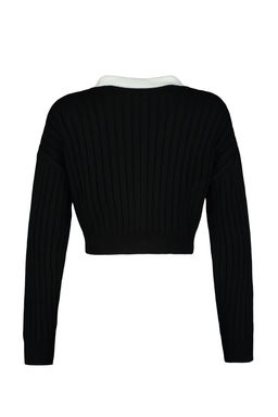 TRENDYOLMILLA Indigo Super Crop Gomlek Yaka Garnili Triko H?rka TWOAW23HI00519 фото 16